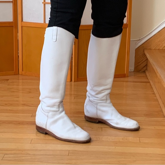White Leather Riding Boots size 10 - Picture 1 of 7